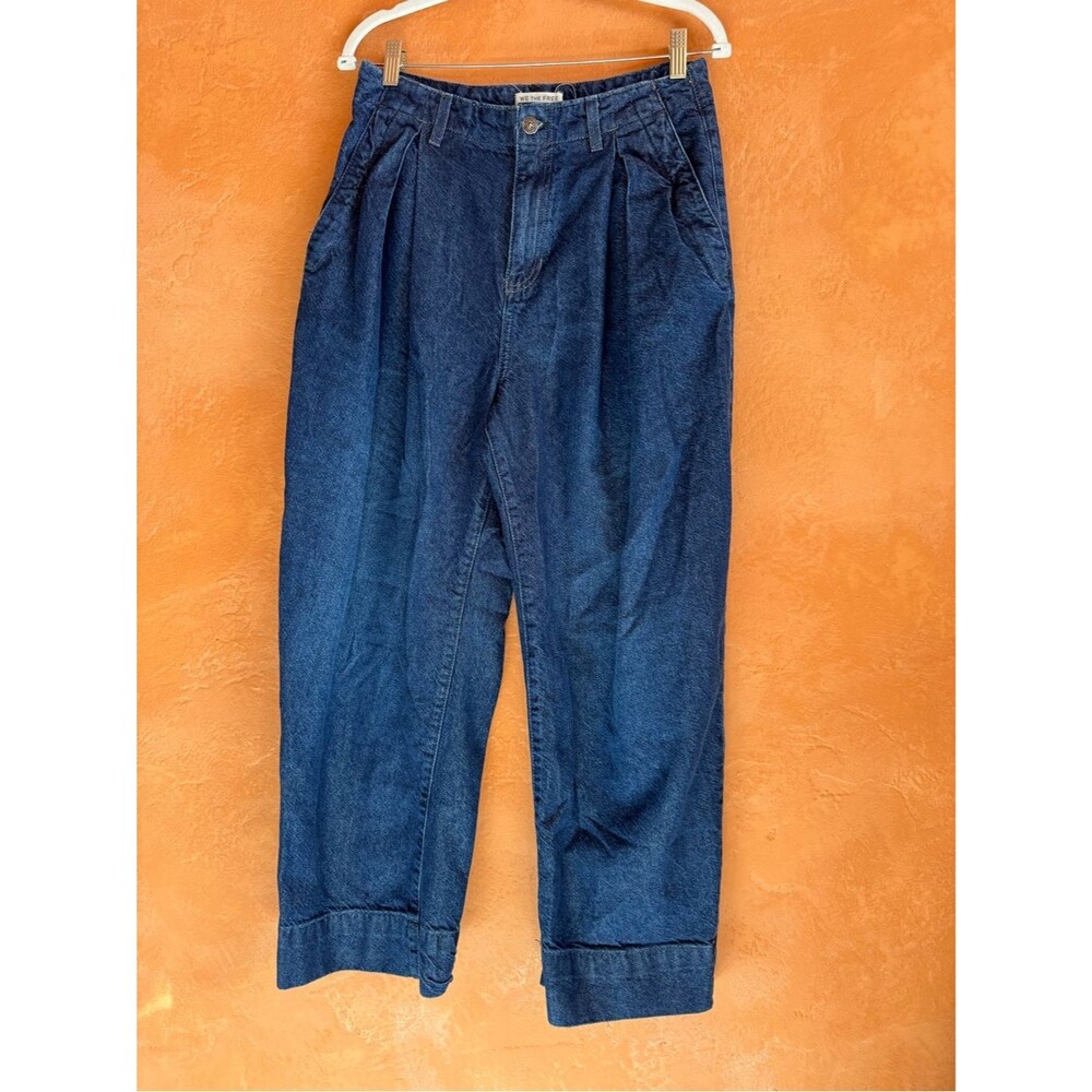 Free People We The Free Pleated Trouser Jeans Dark Wash 27